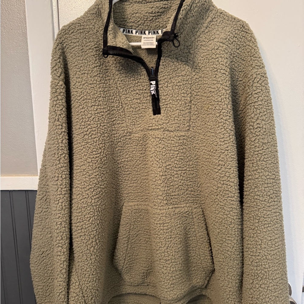Victoria's Secret PINK Olive Zip-Up Sweater